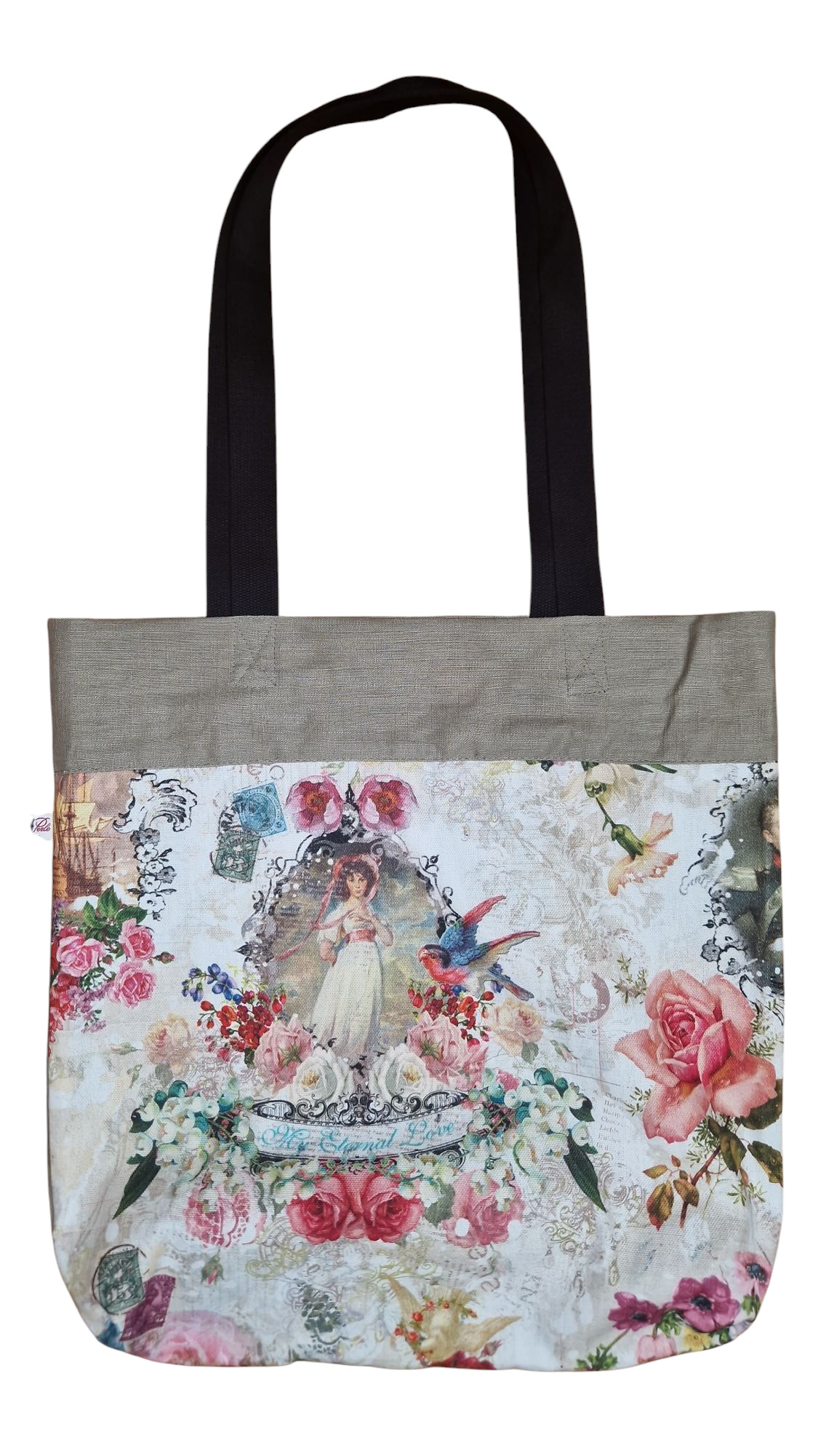 Einkaufsbeutel aus Leinen und Canvas Blumenmuster (1 Teil)