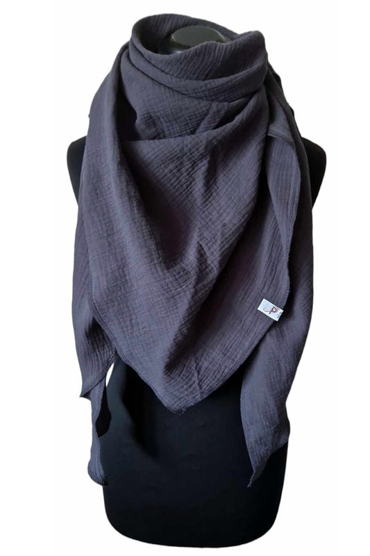Einfarbige Musselintuch Stahlblau